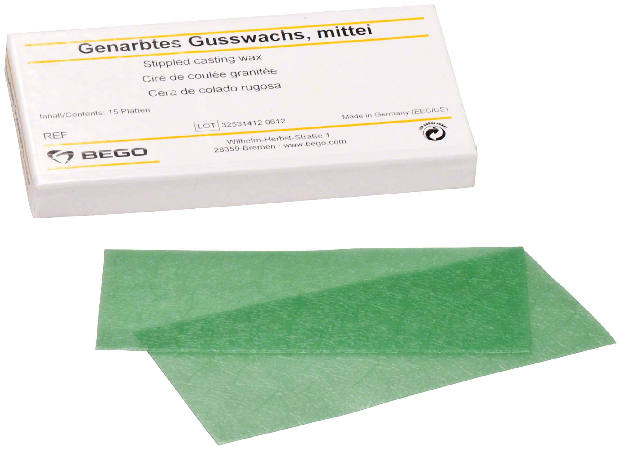 Воск для литья Gusswachs с средним рифлением (15 шт) Bego