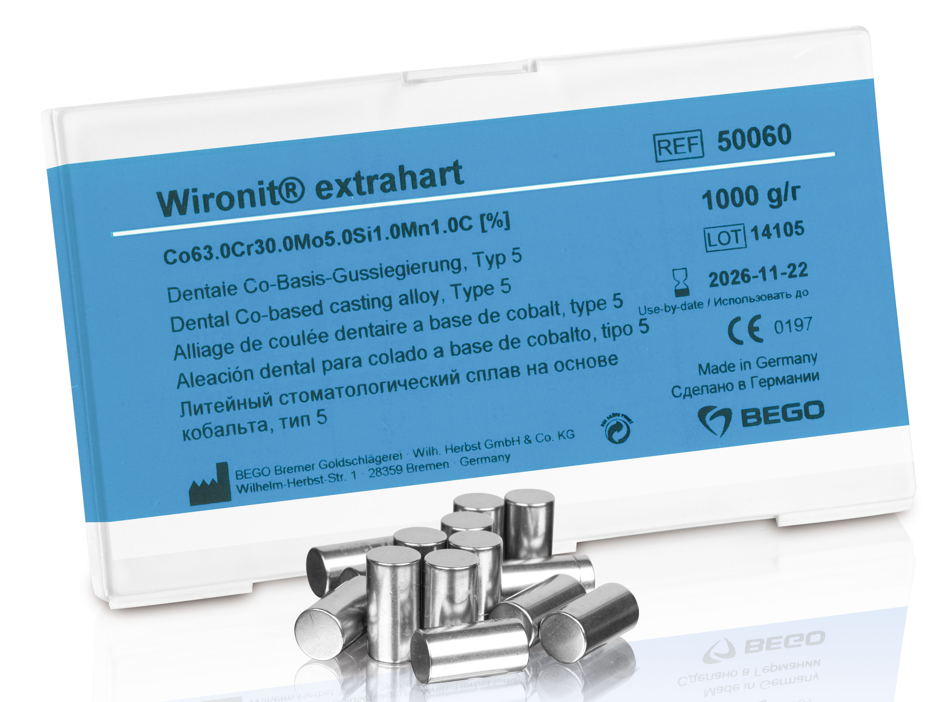 Сплав Wironit extrahart кобальто-хромовый (1 кг) Bego 50060