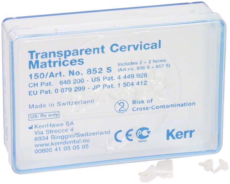 Матрицы Hawe Transparent Cervical Matrices прозрачные цервикальные (150 шт + держатель) Kerr
