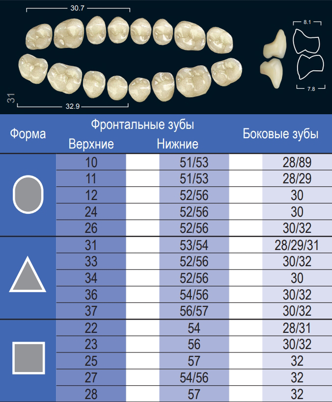 Зубы Ivocryl нижние жевательные (8 шт) Ivoclar