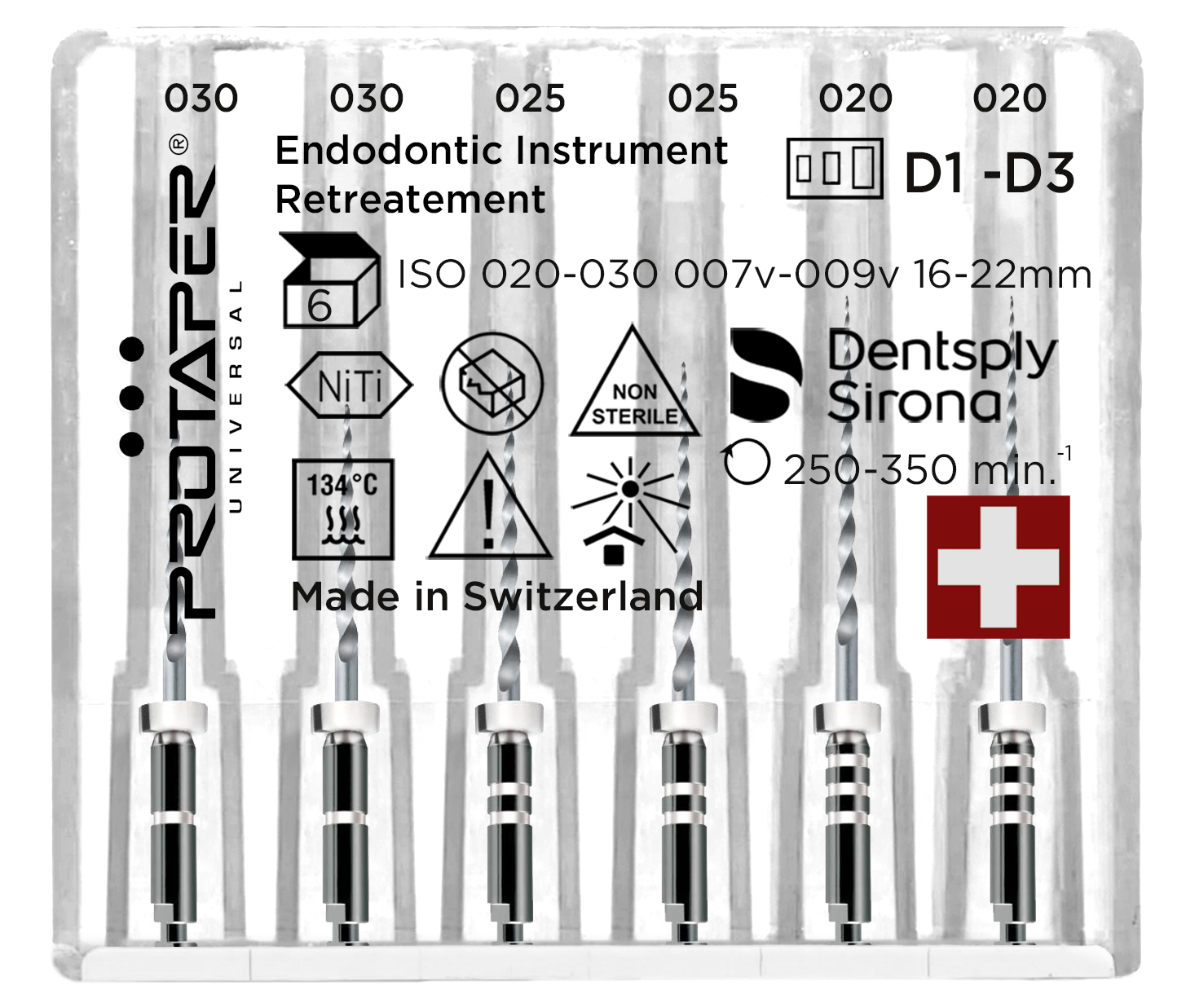 Инструмент для перелечивания ProTaper Retreatment машинный (6 шт) Dentsply Sirona
