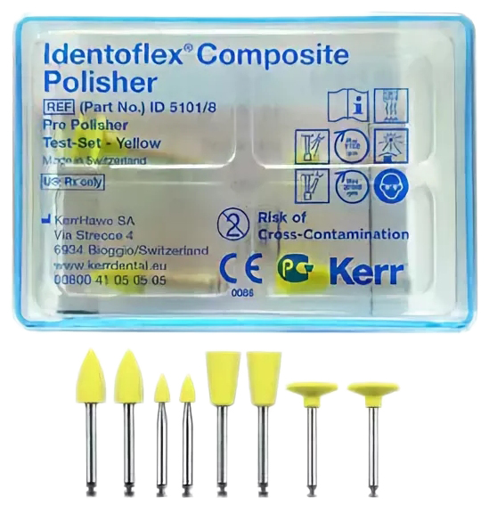 Полиры для композитов набор Identoflex™ Composite Prepolishers Test Set желтые (8 шт) Kerr ID 5101/8