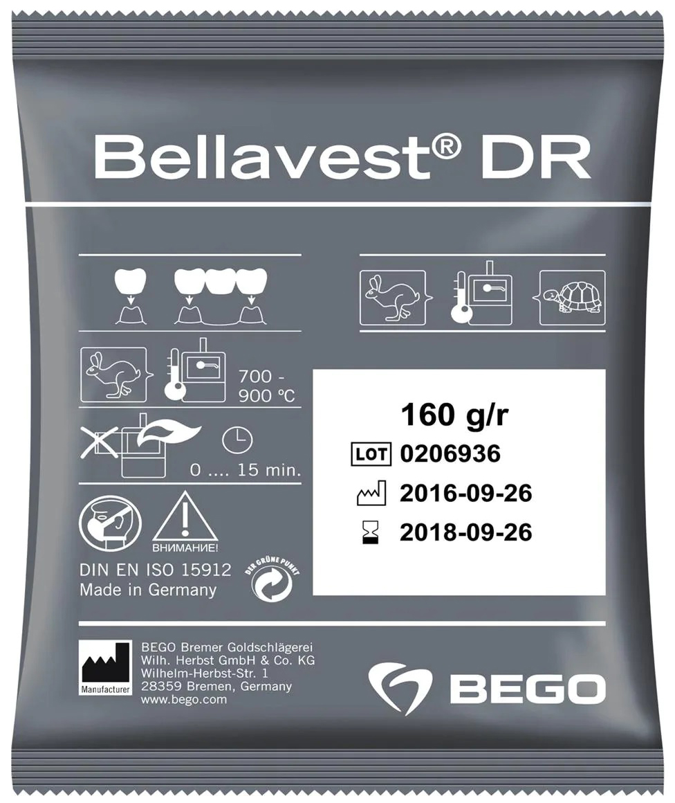 Масса паковочная Bellavest DR для коронок и мостов, пресс-керамики (80х160 г) Bego 54861