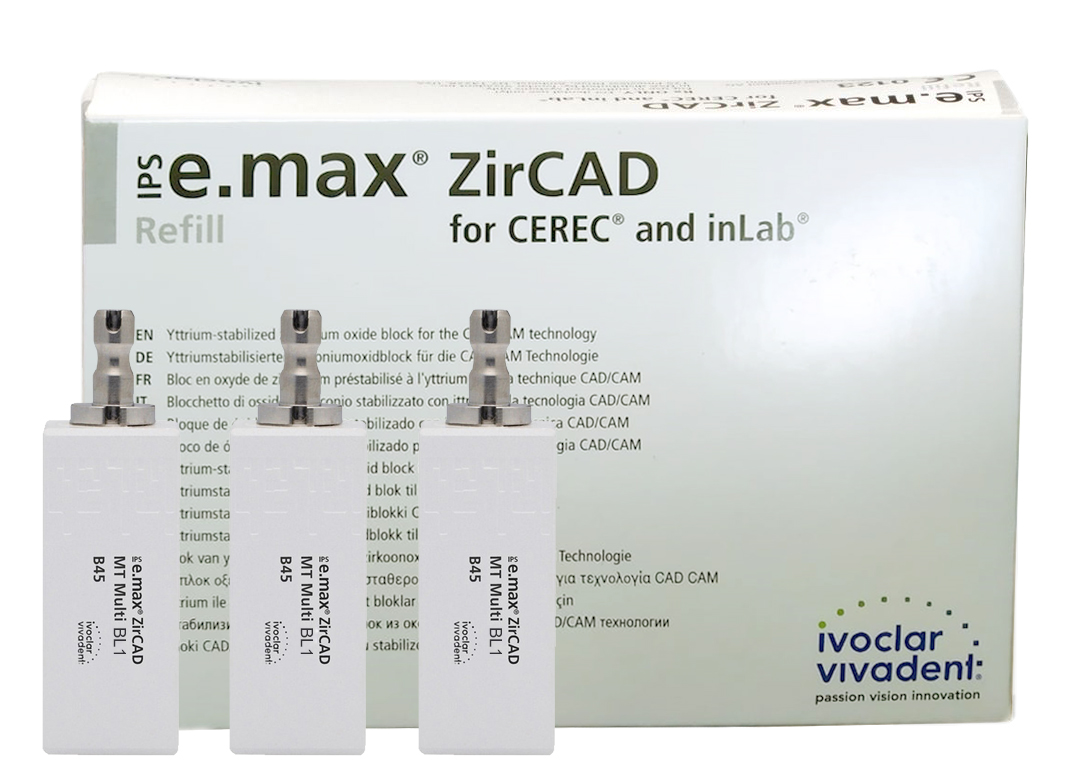 Блоки IPS e.max ZirCAD for CEREC/inLab MT Multi / B45 средняя прозрачность (3 шт) Ivoclar