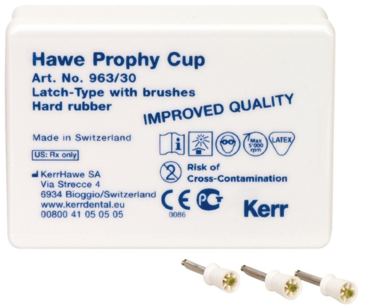 Чашечки Prophy Cup Latch-Type, твердые, белые, с щеточками (30 шт) Kerr 963/30