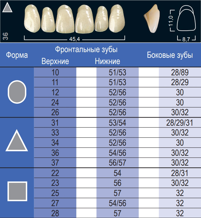 Зубы Ivocryl верхние фронтальные (6 шт) Ivoclar