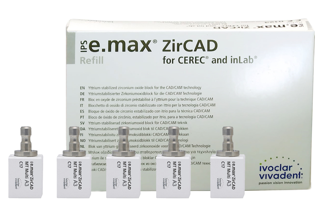 Блоки IPS e.max ZirCAD for CEREC/inLab MT Multi / C17 средняя прозрачность (5 шт) Ivoclar