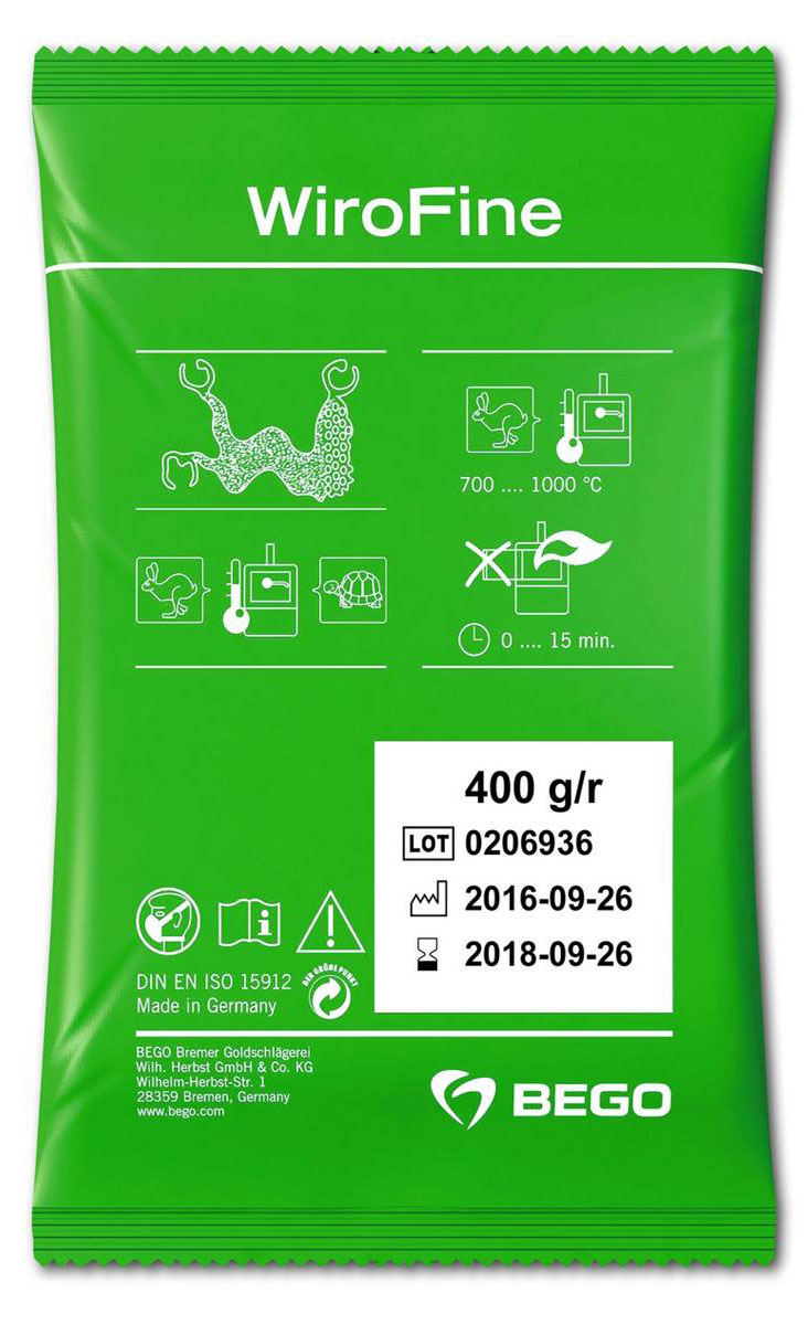 Масса паковочная WiroFine для бюгелей (45х400 г) Bego 54345