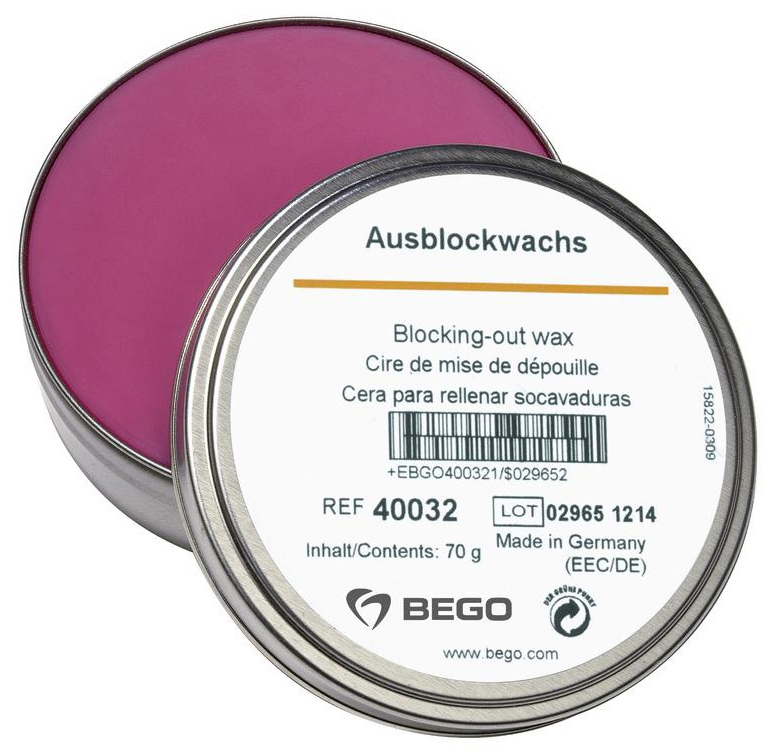 Воск для устранения поднутрений Blocking-out wax розовый, твердый (70 г) Bego 40032