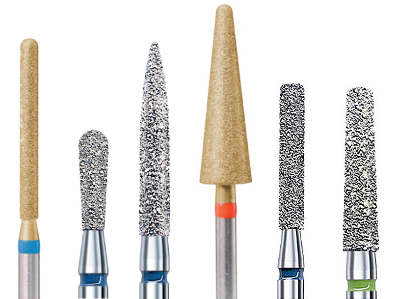 Бор алмазный для турбинного наконечника, мелкий размер зерна F, красный (3 шт) Edenta