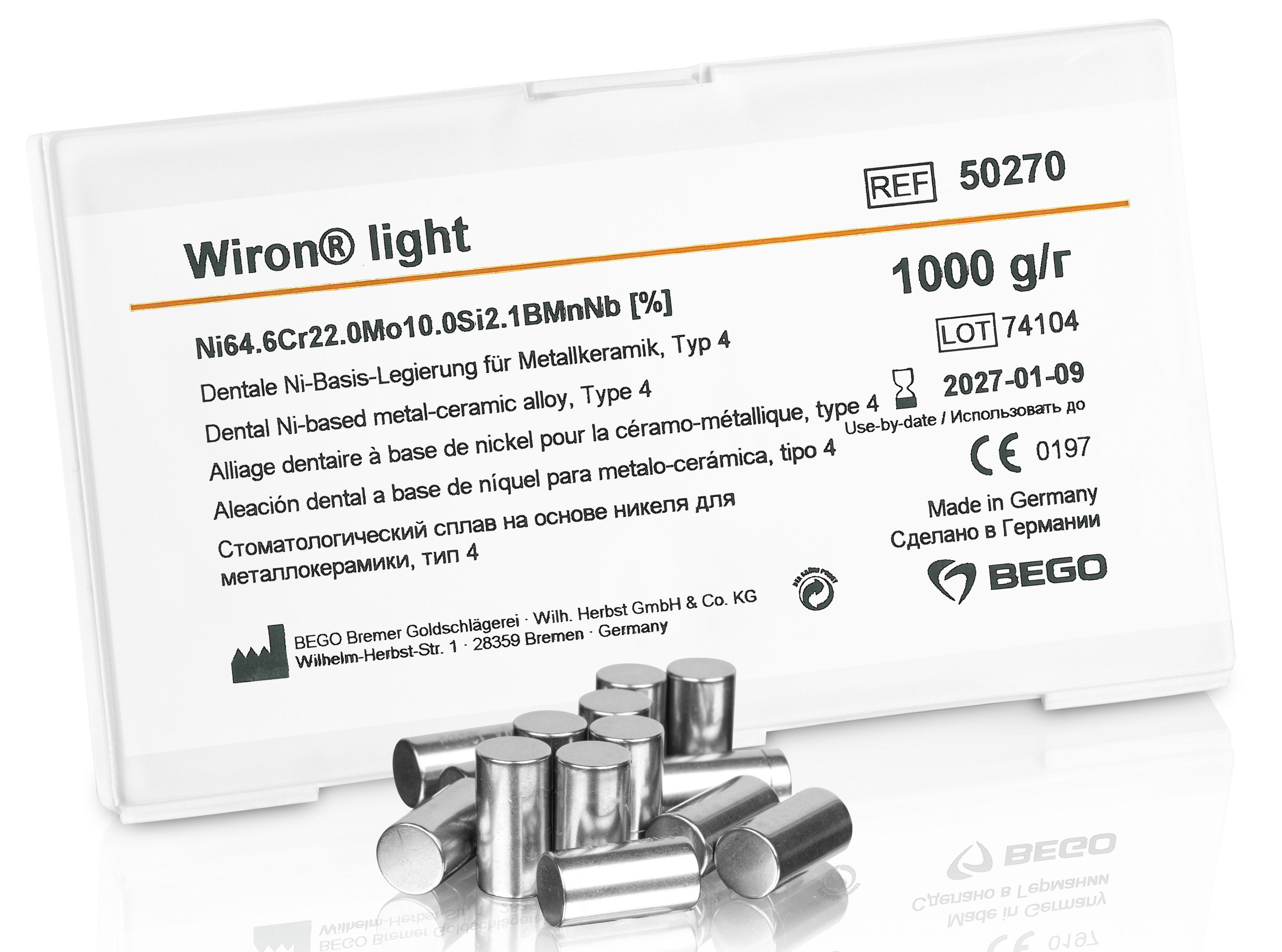 Сплав Wiron light никель-хромовый (1 кг) Bego 50270