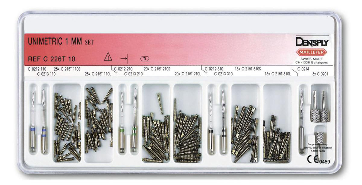 Набор Unimetric Set Titanium 1.0 mm (развертки, ключ, 120 штифтов) Dentsply Sirona C226T00001000